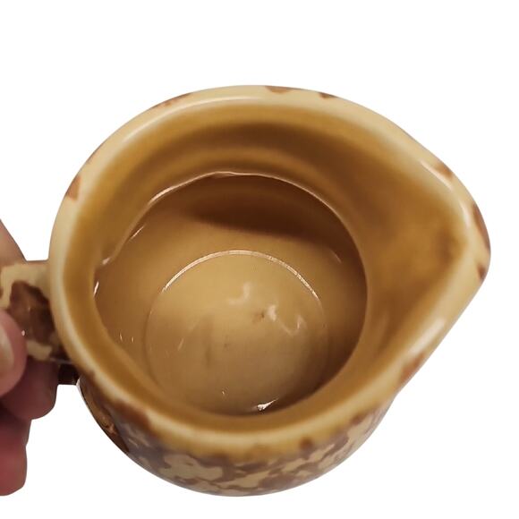 Vintage Pfaltzgraff USA Spongeware Gold Brown Creamer and Sugar Bowl w/Lid Set - Picture 7 of 14